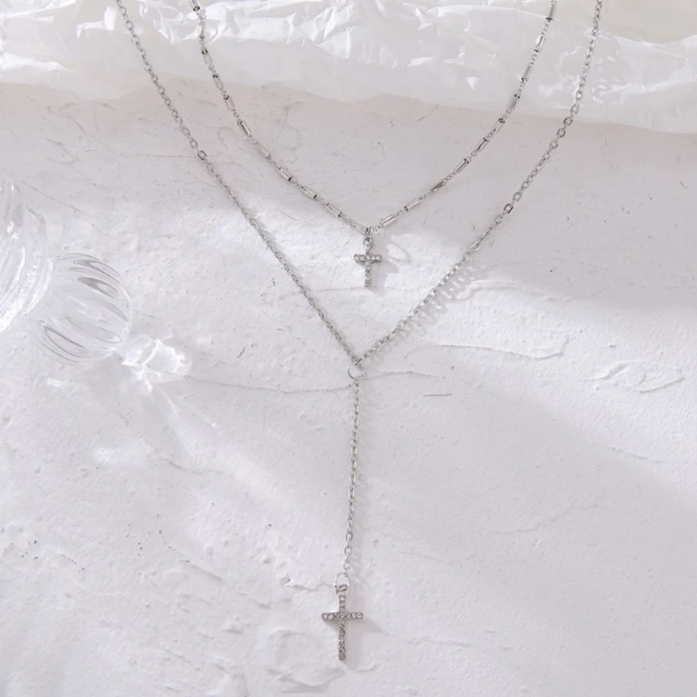 NEW “Forever Faith” Layered Cross Diamond Necklace - Picture 2 of 7